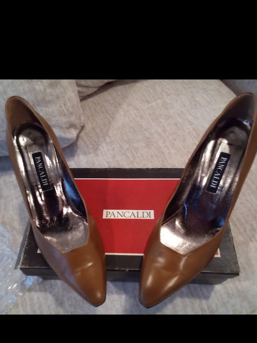 Unworn Pancaldi Women's Brown Pointed-Toe Leather Pumps
